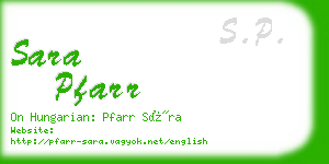 sara pfarr business card